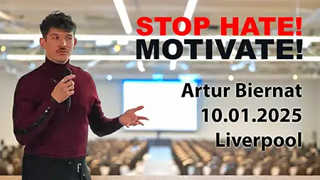 Stop Hate! Motivate! Artur Biernat dzieli się historią, która porusza do głębi. Wydarzenie roku 2025 we współpracy z Kampanią Społeczną Nie Hejtuję, Motywuję.